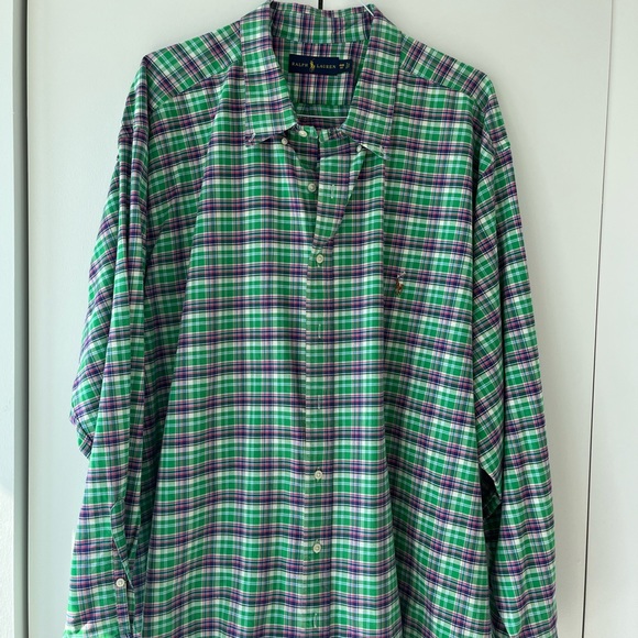 Ralph Lauren 4XB Green Plaid Button Down Mens Shirt - Picture 1 of 10